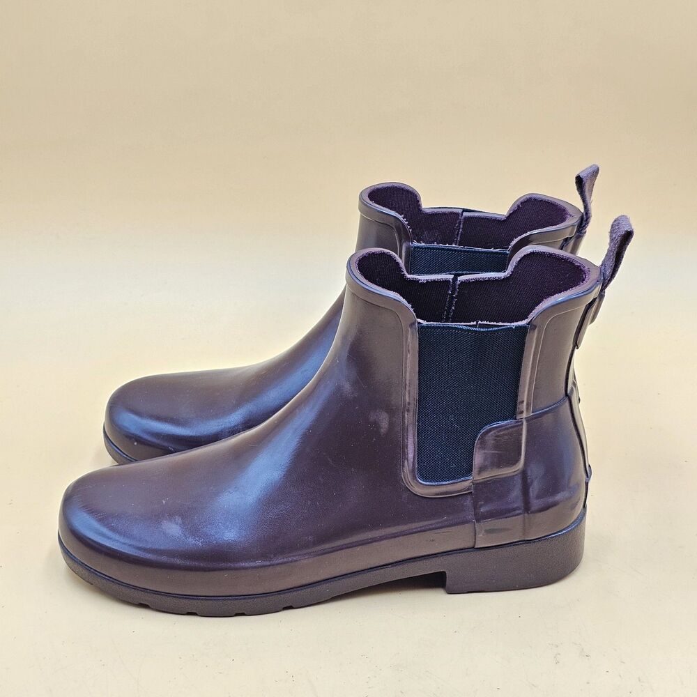 Hunter Original Chelsea Rain Boots Gloss Burgundy Maroon Women's Size 6